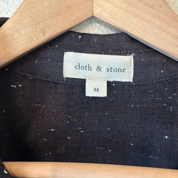 Cloth & Stone Cotton Rayon Blend Black Long Sleeve Roll Tab Shirt Size Medium - Picture 3 of 9